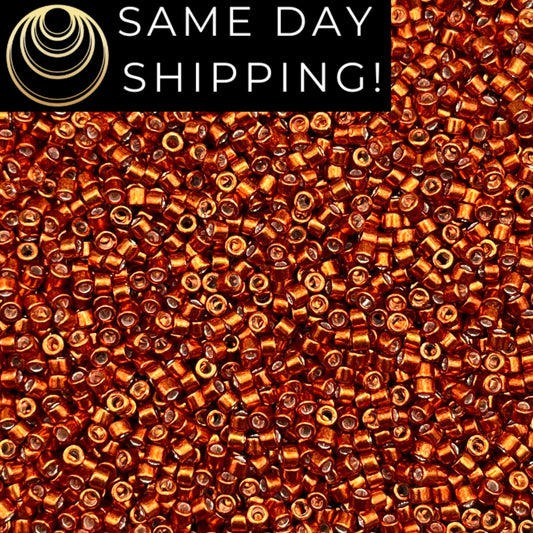 DB421 SAME DAY SHIPPING! 1-20 Grams Miyuki 11/0 Delica Beads Galvanized Burnt Orange-Free Container!