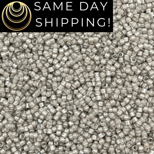 DB2391 11/0 Miyuki Delica Beads Inside Dyed Moonstone Gray