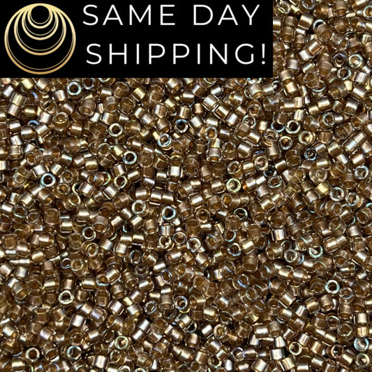 DB2396 SAME DAY SHIPPING! 1-20 Grams Miyuki 11/0 Delica Beads Inside Dyed Moth Brown-Free Container!