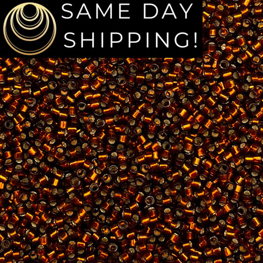 DB612 SAME DAY SHIPPING! 1-20 Grams Miyuki 11/0 Delica Beads Dyed Silver Lined Dark Topaz-Free Container!