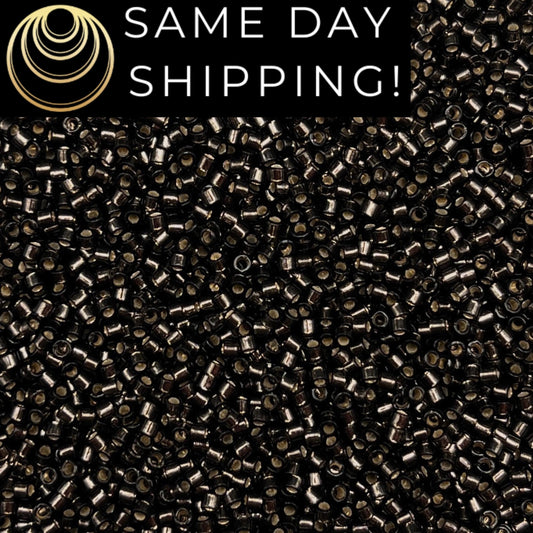DB613 SAME DAY SHIPPING! 1-20 Grams Miyuki 11/0 Delica Beads Dyed Silver Lined Dark Gray-Free Container!