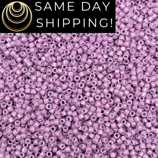 DB2136 SAME DAY SHIPPING! 1-20 Grams Miyuki 11/0 Delica Beads Duracoat Opaque Crocus -Free Container!