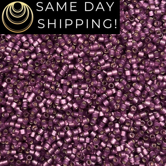 DB2182 SAME DAY SHIPPING! 1-20 Grams Semi-Frosted, Silver-Lined Duracoat Lilac Miyuki 11/0 Delica Beads Free Container