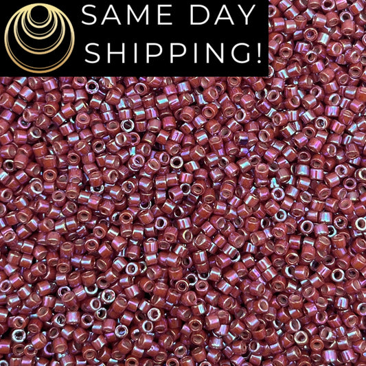 DB1015 SAME DAY SHIPPING! 1-20 Grams Miyuki 11/0 Delica Beads Metallic Raspberry Gold Iris-Free Container!