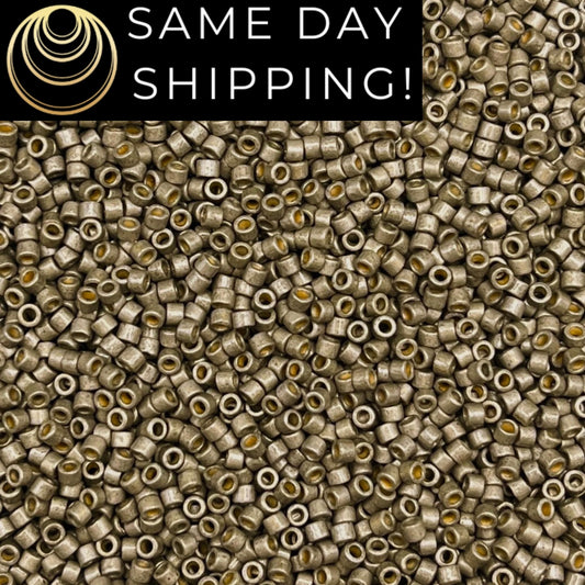 DB1851F SAME DAY SHIPPING! 1-20 Grams Miyuki 11/0 Delica Beads Duracoat Galvanized Matte Light Pewter-Free Container!
