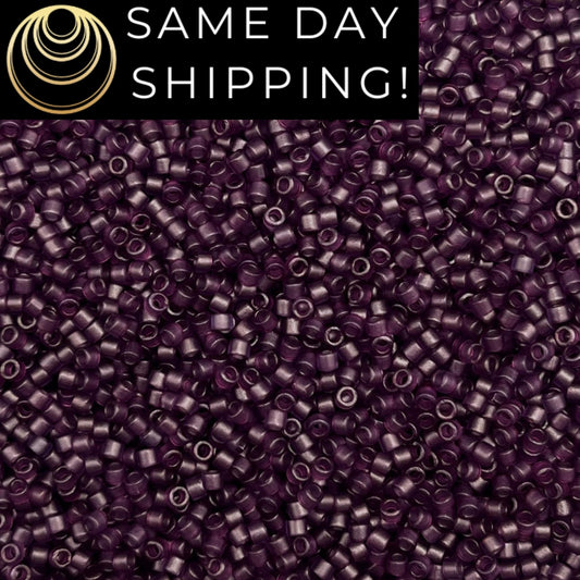 DB782 SAME DAY SHIPPING! 1-20 Grams Miyuki 11/0 Delica Beads Dyed Semi-Matte Transparent Plum-Free Container!