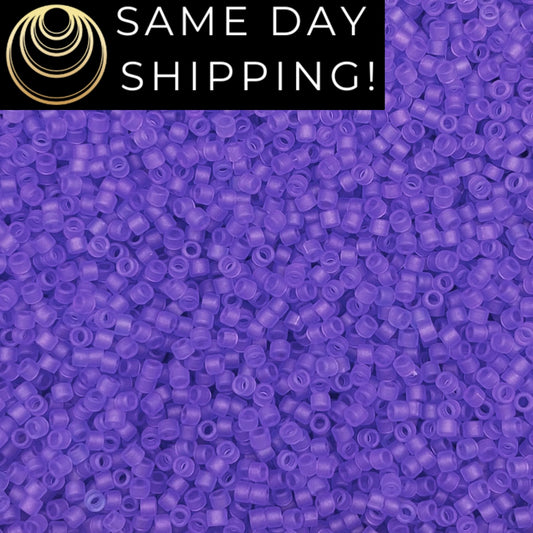 DB783 SAME DAY SHIPPING! 1-20 Grams Miyuki 11/0 Delica Beads Dyed Semi-Matte Purple-Free Container!