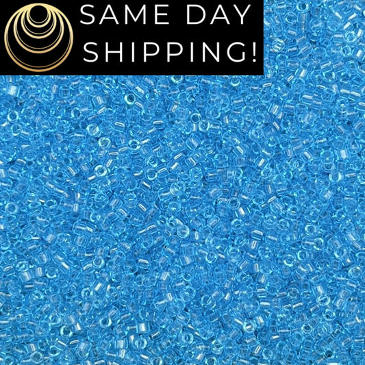 DB706 SAME DAY SHIPPING! 1-20 Grams Miyuki 11/0 Delica Beads Transparent Aqua Blue-Free Container!