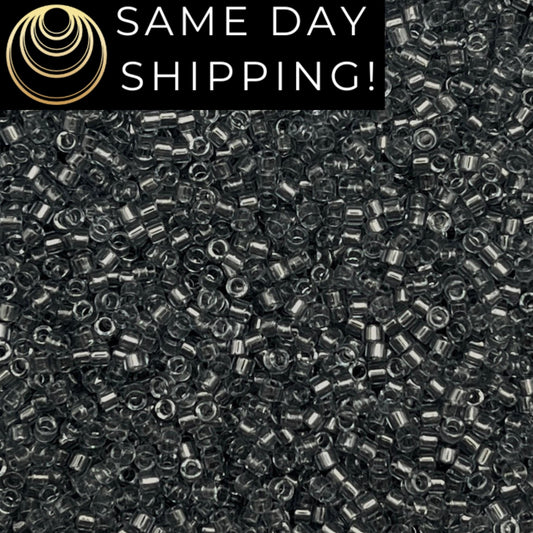 DB708 SAME DAY SHIPPING! 1-20 Grams Miyuki 11/0 Delica Beads Transparent Gray -Free Container!