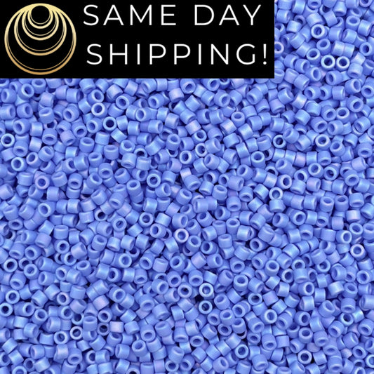 DB881 SAME DAY Shipping! 1-20 Grams Miyuki 11/0 Delica Beads Matte Opaque Periwinkle AB-Free Container!