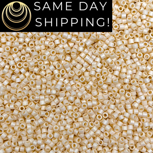 DB883 SAME DAY Shipping! 1-20 Grams Miyuki 11/0 Delica Beads Matte Opaque Dark Cream AB-Free Container!