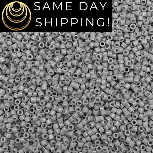 DB1139 SAME DAY SHIPPING! 1-20 Grams Miyuki 11/0 Delica Beads Opaque Ghost Gray-Free Container!
