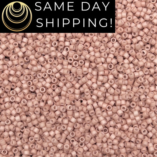 DB1515 SAME DAY SHIPPING! 1-20 Grams Miyuki 11/0 Delica Beads Matte Opaque Pink Champagne-Free Container!