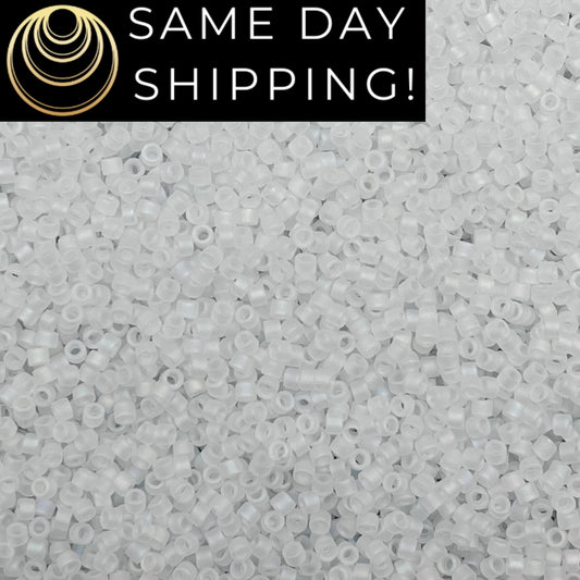 DB851 SAME DAY Shipping! 1-20 Grams Miyuki 11/0 Delica Beads Matte Transparent Crystal AB-Free Container!