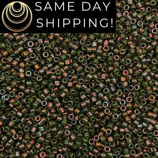 DB131 SAME DAY SHIPPING! 1-20 Grams Miyuki 11/0 Delica Beads Opaque Dark Olive Pink Luster-Free Container!