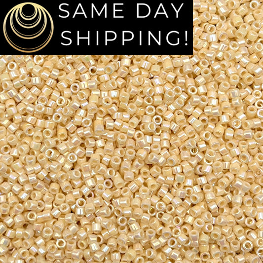 DB157 SAME DAY Shipping! 1-20 Grams Miyuki 11/0 Delica Beads Opaque Cream AB -Free Container!