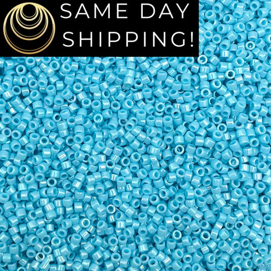 DB215 SAME DAY SHIPPING! 1-20 Grams Miyuki 11/0 Delica Beads Opaque Turquoise Blue Luster-Free Container!