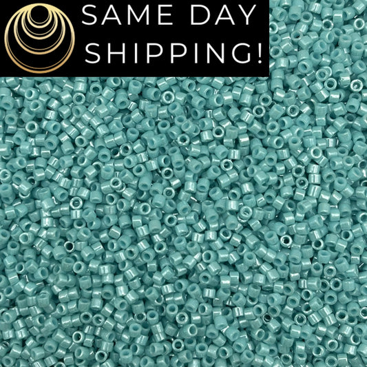 DB217 SAME DAY SHIPPING! 1-20 Grams Miyuki 11/0 Delica Beads Opaque Turquoise Green Luster-Free Container!
