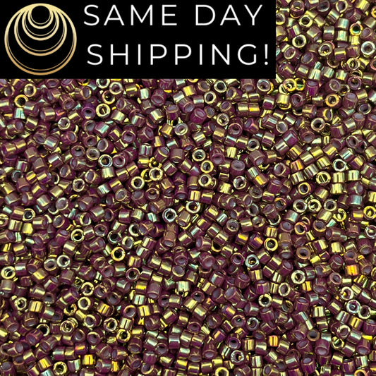 DB1011 SAME DAY SHIPPING! 1-20 Grams Miyuki 11/0 Delica Beads Metallic Dusty Mauve Gold Iris-Free Container!