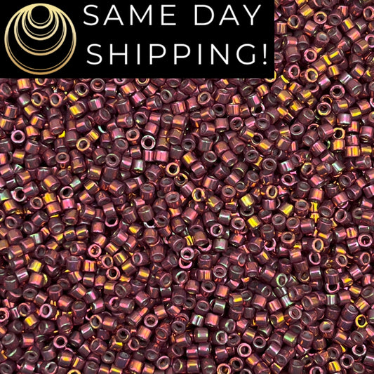 DB1013 11/0 Miyuki Delica Beads Metallic Tea Berry Gold Iris