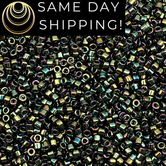 DB003 SAME DAY SHIPPING! 1-20 Grams Miyuki 11/0 Delica Beads Forest Green Iris-Free Container!