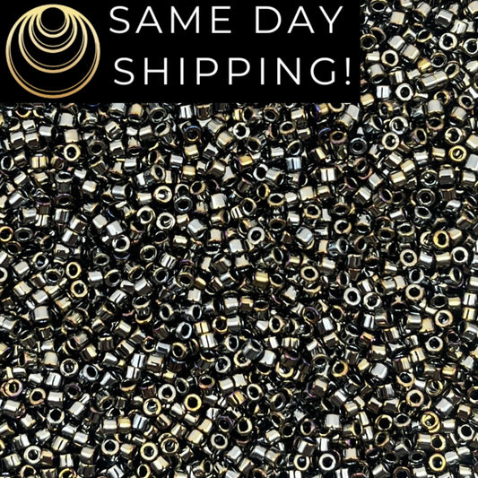 DB026 SAME DAY SHIPPING! 1-20 Grams Miyuki 11/0 Delica Beads Metallic Steel Iris-Free Container!