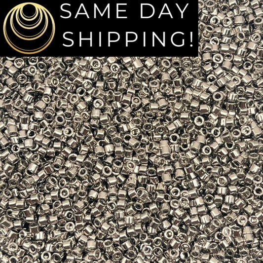 DB038 SAME DAY SHIPPING! 1-20 Grams Miyuki 11/0 Delica Beads Palladium Plated-Free Container!