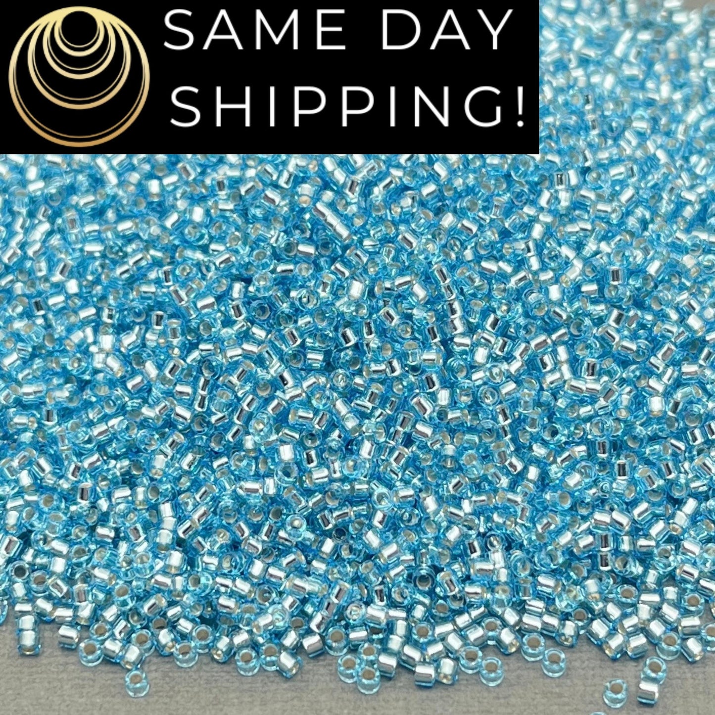 DB044 SAME DAY SHIPPING! 1-20 Grams Miyuki 11/0 Delica Beads Silver Lined Aqua Blue-Free Container!