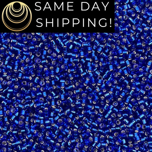DB047 SAME DAY SHIPPING! 1-20 Grams Miyuki 11/0 Delica Beads Silver Lined Cobalt Blue-Free Container!