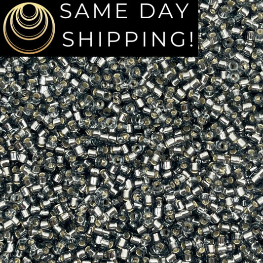 DB048 SAME DAY SHIPPING! 1-20 Grams Miyuki 11/0 Delica Beads Silver Lined Light Gray-Free Container!