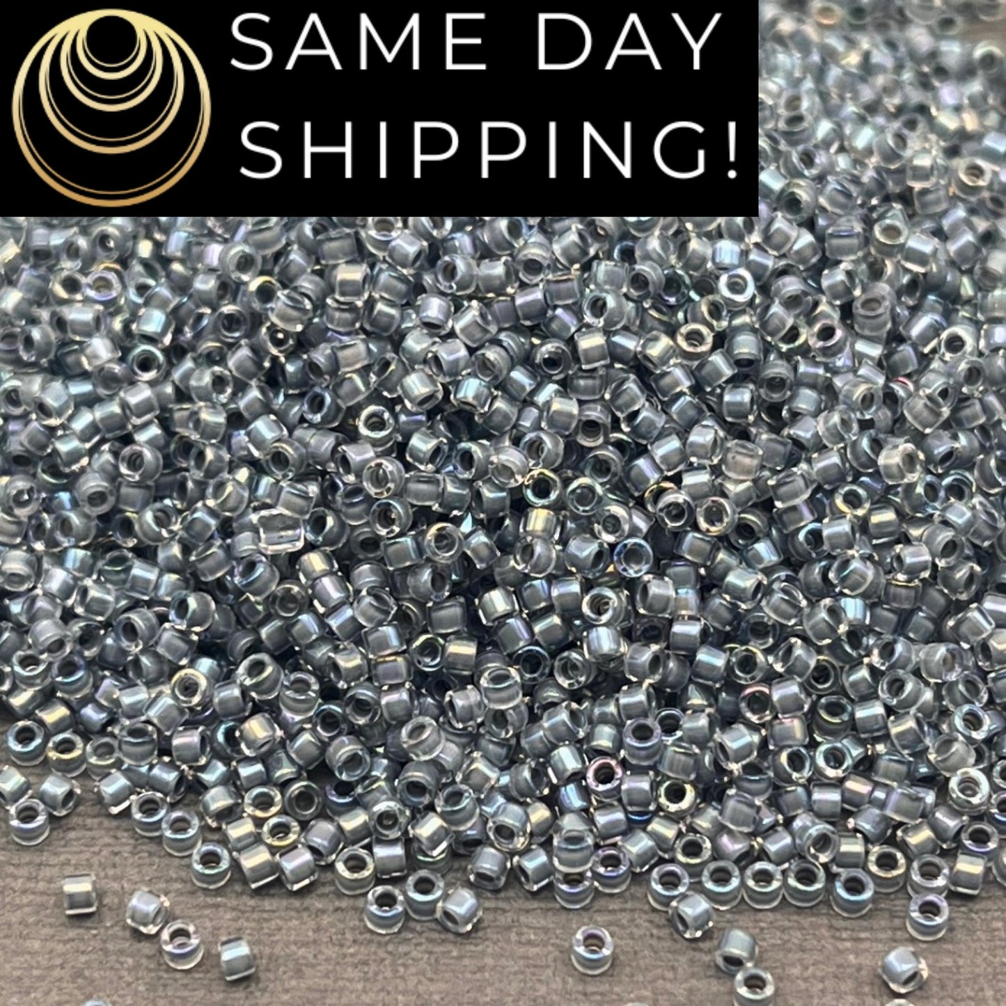 DB081 SAME DAY Shipping! 1-20 Grams Miyuki 11/0 Delica Beads Gray Lined Crystal AB -Free Container!