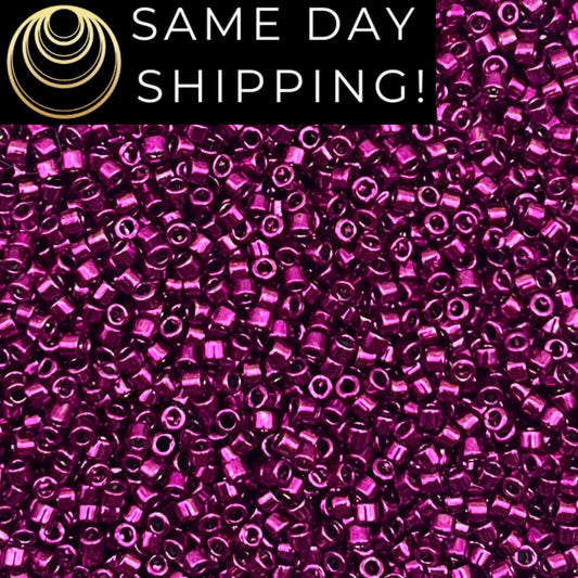 DB463 SAME DAY SHIPPING! 1-20 Grams Miyuki 11/0 Delica Beads Galvanized Dark Magenta-Free Container!