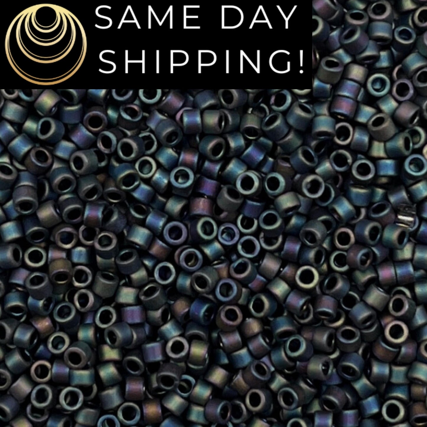 DB0871 11/0 Miyuki Delica Beads Matte Black AB
