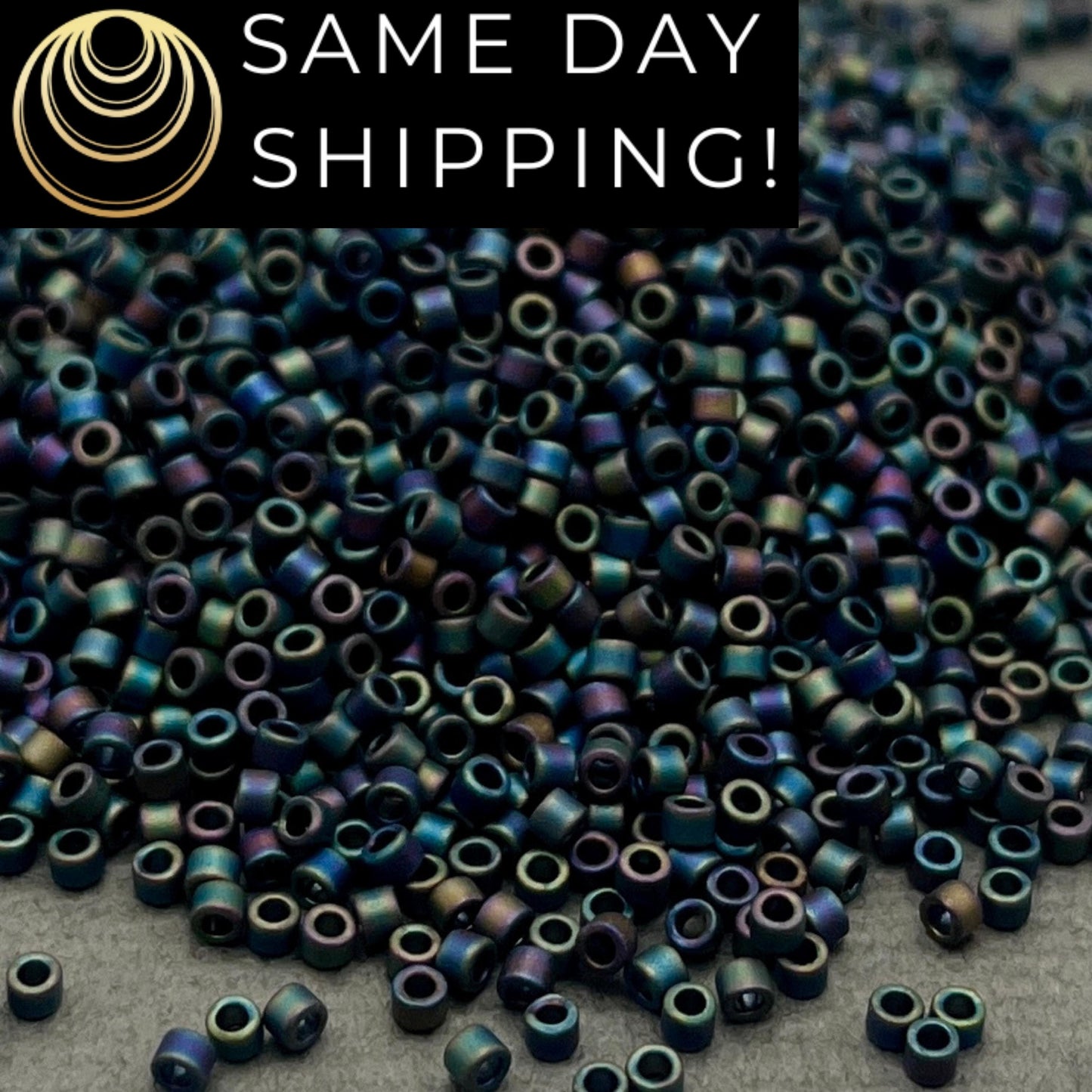 DB0871 11/0 Miyuki Delica Beads Matte Black AB