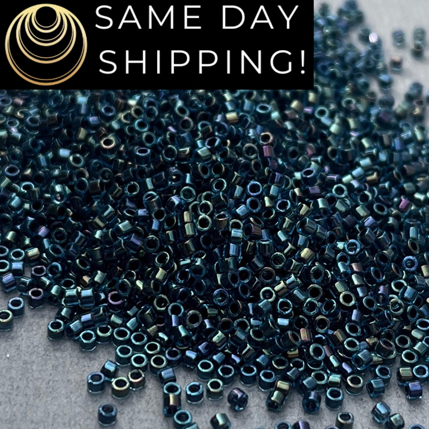 DB0286 11/0 Miyuki Delica Beads Midnight Blue Lined Aqua