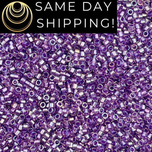 DB1754 11/0 Miyuki Delica Beads Sparkling Purple Lined Crystal AB