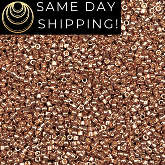 DB2504 SAME DAY SHIPPING! 1-20 Grams Miyuki 11/0 Delica Beads Duracoat Galvanized Rose Champagne-Free Container!