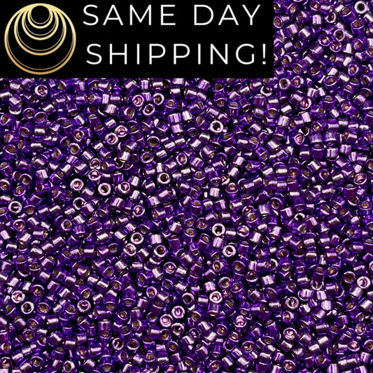 DB2509 SAME DAY SHIPPING! 1-20 Grams Miyuki 11/0 Delica Beads Duracoat Galvanized Dark Lilac-Free Container!