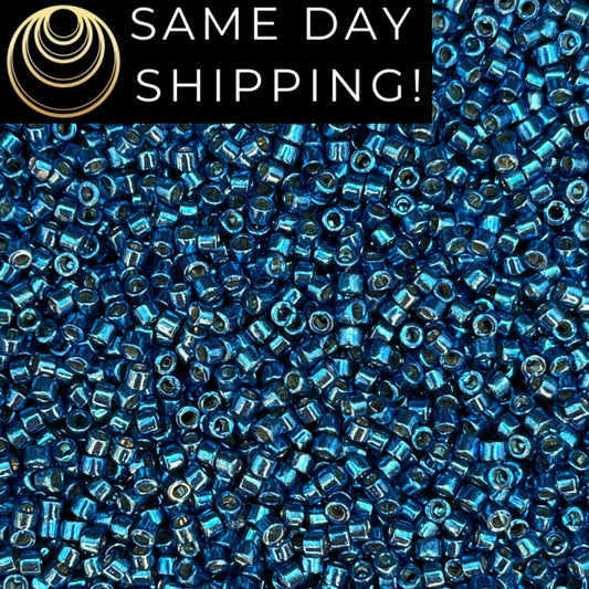 DB2516 SAME DAY SHIPPING! 1-20 Grams Miyuki 11/0 Delica Beads Duracoat Galvanized Deep Aqua Blue-Free Container!