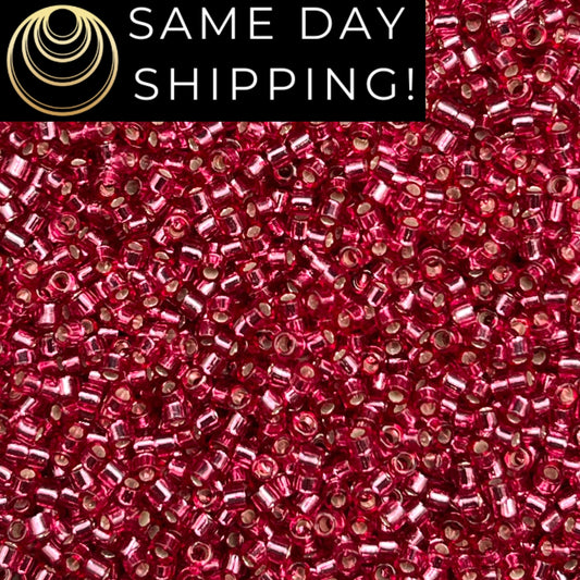 DB1341 SAME DAY SHIPPING! 1-20 Grams Miyuki 11/0 Delica Beads Dyed Silver Lined Antique Rose-Free Container!
