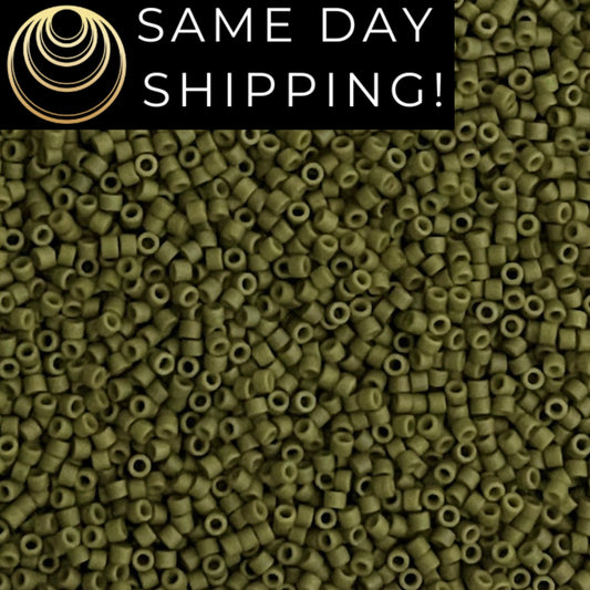 DB391 SAME DAY SHIPPING! 1-20 Grams Miyuki 11/0 Matte Opaque Olive Green Delica Beads-Free Container!