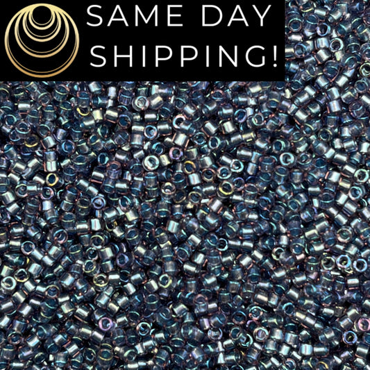 DB2387 SAME DAY SHIPPING! 1-20 Grams Miyuki 11/0 Delica Beads Inside Dyed Tidal Blue-Free Container!