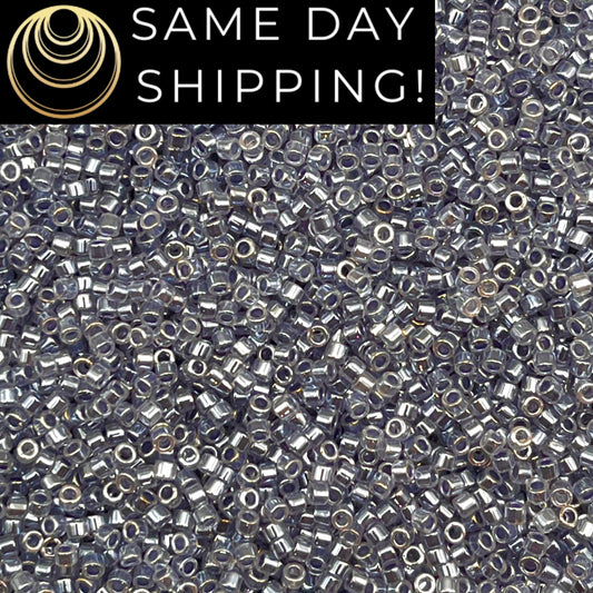 DB242 SAME DAY SHIPPING! 1-20 Grams Miyuki 11/0 Delica Beads Silver Gray Ceylon-Free Container!