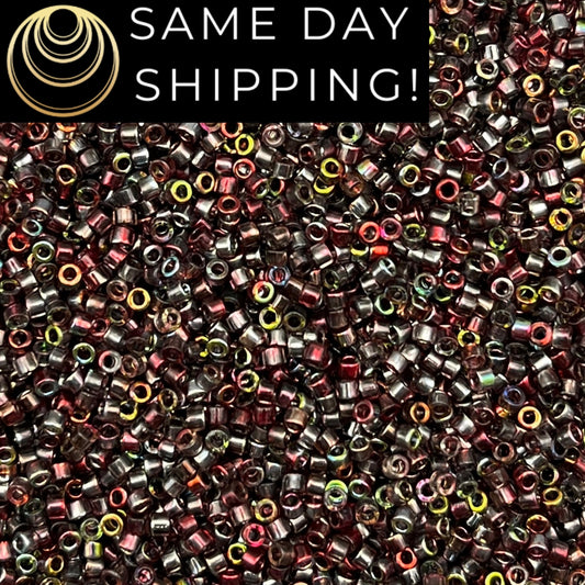 DB2207 11/0 Miyuki Delica Beads Transparent Magic Red Wine Rainbow
