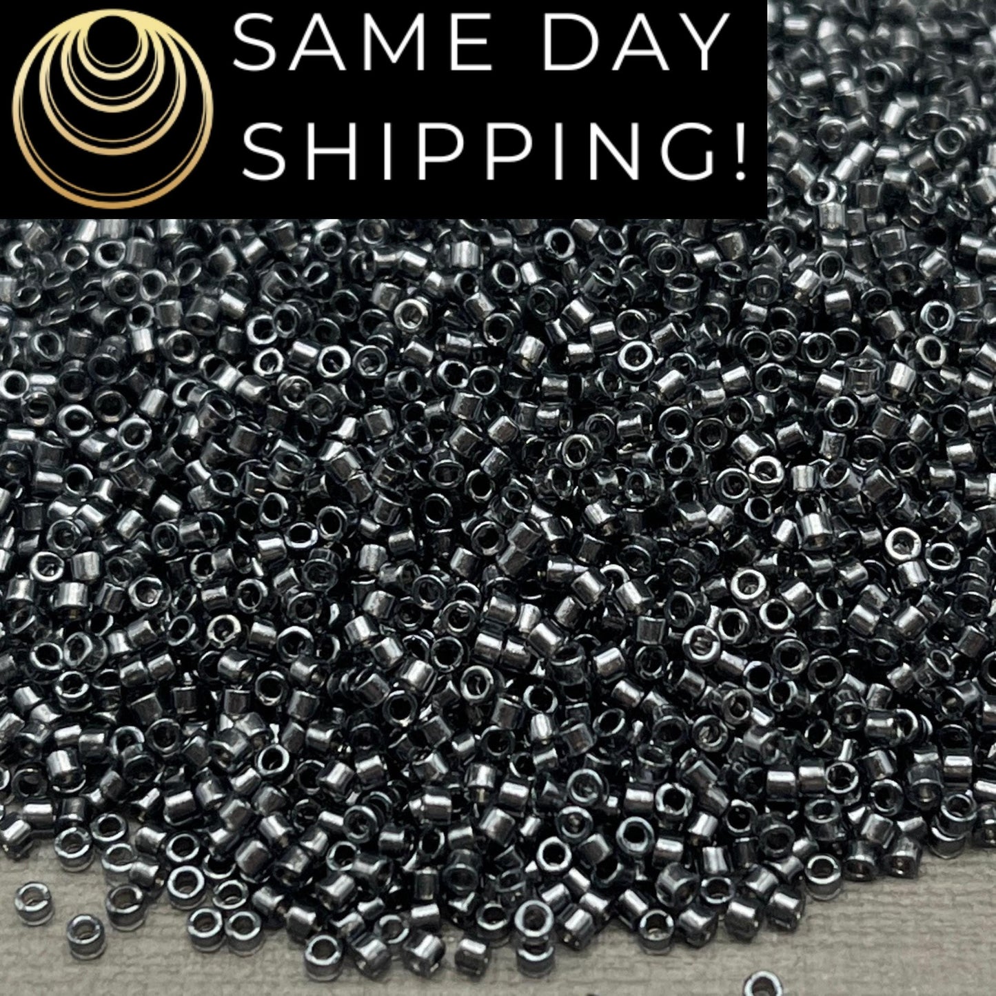 DB2394 SAME DAY SHIPPING! 1-20 Grams Miyuki 11/0 Delica Beads Inside Dyed Steel Gray-Free Container!