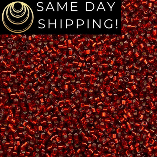 DB0603 11/0 Miyuki Delica Beads Dyed Silver Lined Brick Red