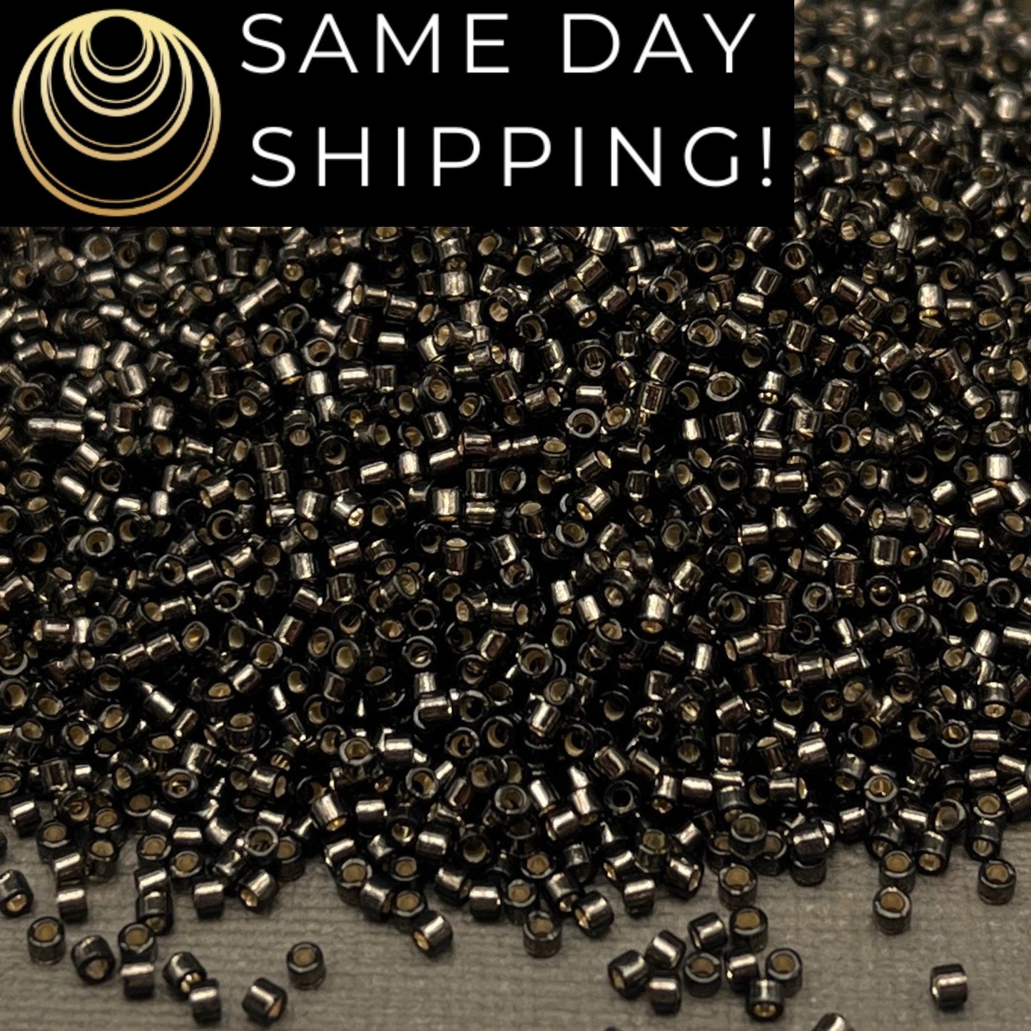 DB613 SAME DAY SHIPPING! 1-20 Grams Miyuki 11/0 Delica Beads Dyed Silver Lined Dark Gray-Free Container!