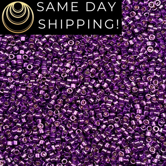 DB2508 SAME DAY SHIPPING! 1-20 Grams Miyuki 11/0 Delica Beads Duracoat Galvanized Purple Orchid-Free Container!