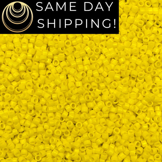 DB721 SAME DAY SHIPPING! 1-20 Grams Miyuki 11/0 Delica Beads Opaque Yellow -Free Container!