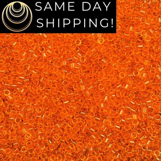 DB703 SAME DAY SHIPPING! 1-20 Grams Miyuki 11/0 Delica Beads Transparent Orange-Free Container!